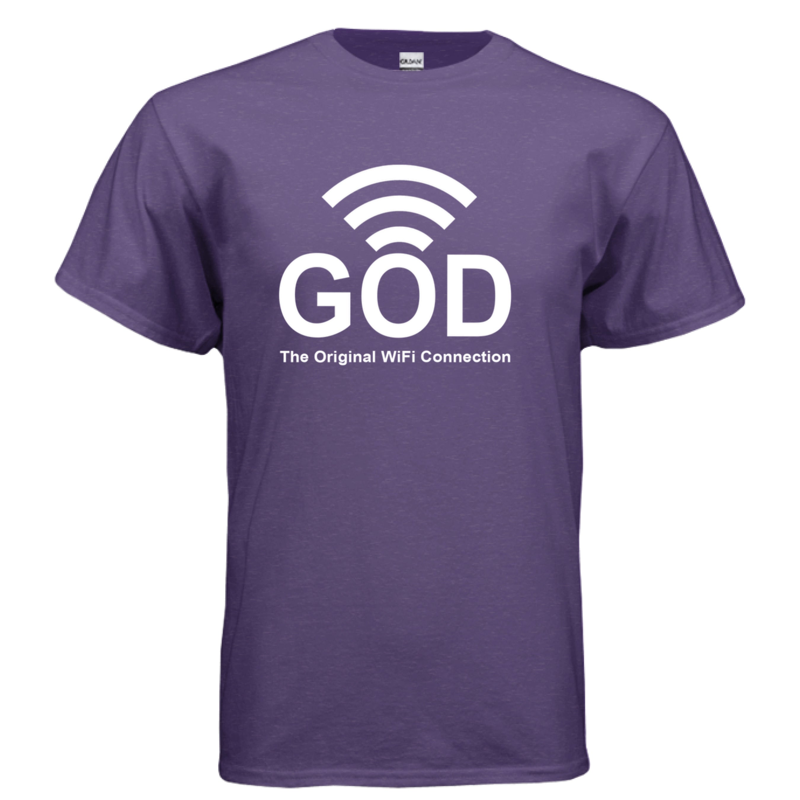Biblical Design T-Shirt - God The Original WiFi Connection - Lilac